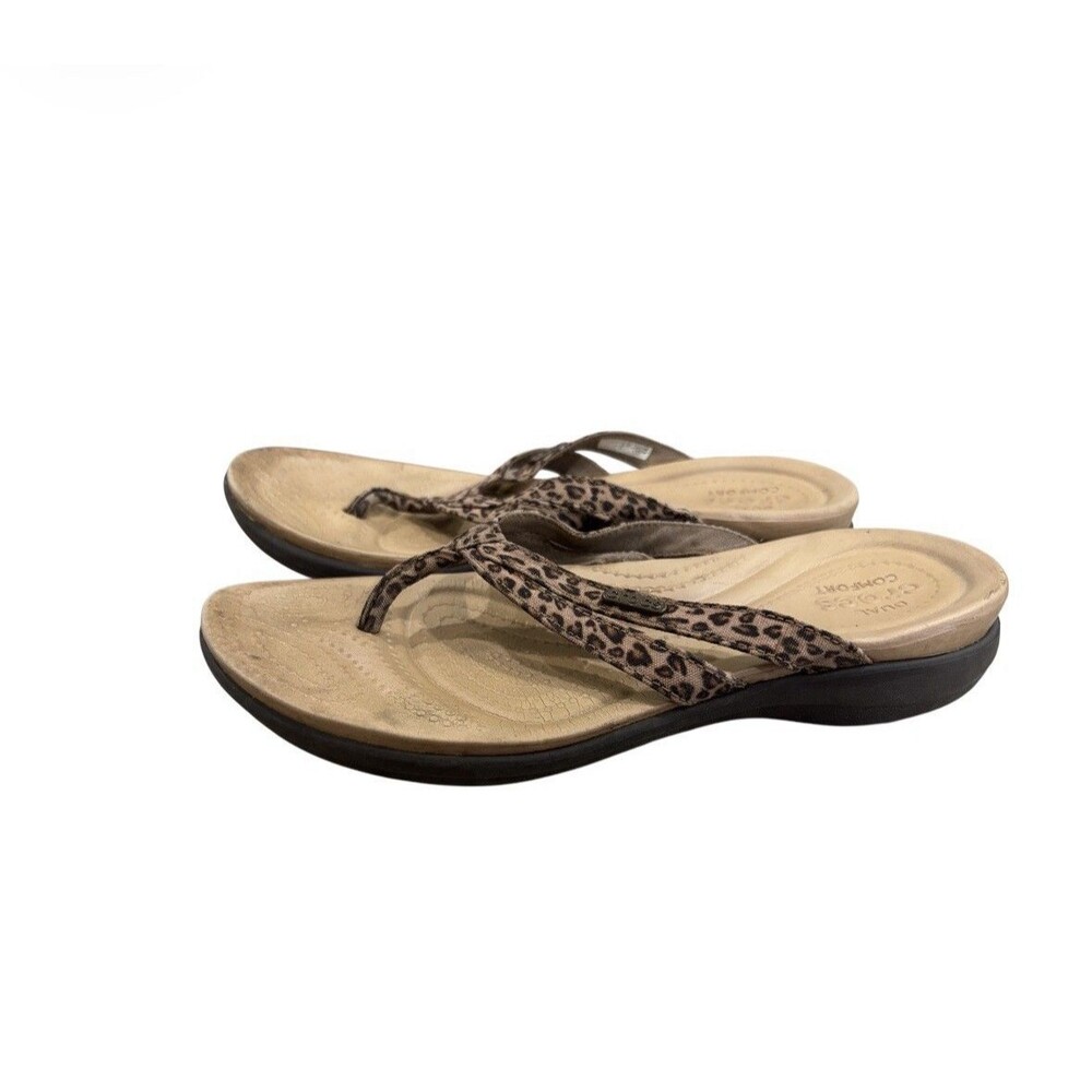 CROCS Capri Leopard Print Strappy SANDALS Flip Flops SHOE Womens 8 DUAL COMFORT